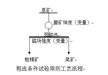 粗選（xuǎn）條（tiáo）件試驗原則工藝流程