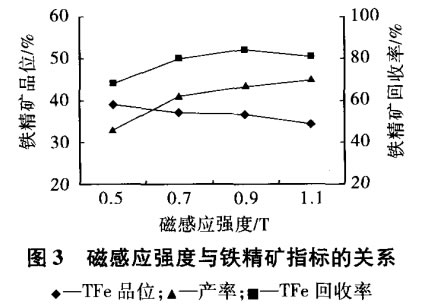 磁感應強度與（yǔ）鐵精礦指標的關（guān）係